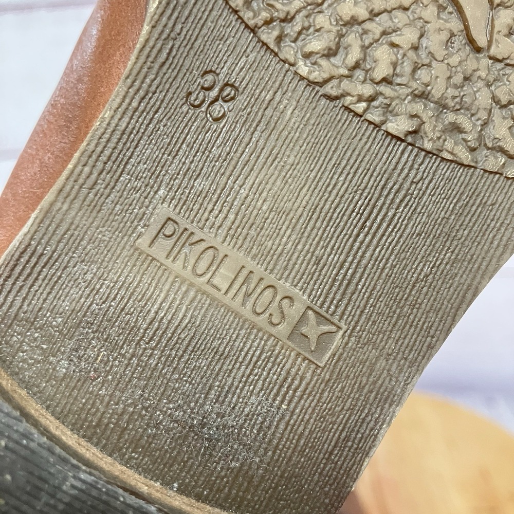 Pikolinos Brown Leather Loafers Womens 7.5 EU 38 Studded Comfort Slip On - Picture 8 of 10